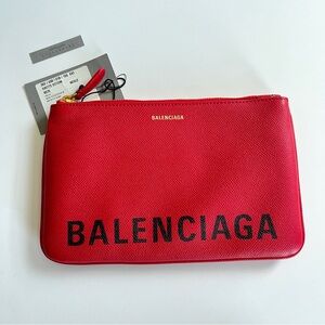 Balenciaga Medium Ville Pouch Clutch – Red – NWOT – 100% Authentic